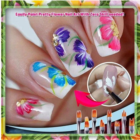 Set Nail Art - 8 Pensule pentru Decorare Unghii, CRM, Design Manichiură, Gel UV, Verde [3]