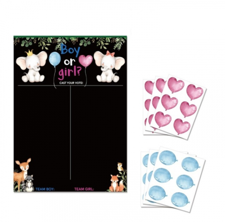 Decoratiuni - Set pentru petrecere gender reveal, EVNC Game Poster Board, poster si 36 de stickere