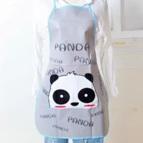 Sort de bucatarie impermeabil, CRM, cu buzunar frontal si imprimeu Panda, gri [2]