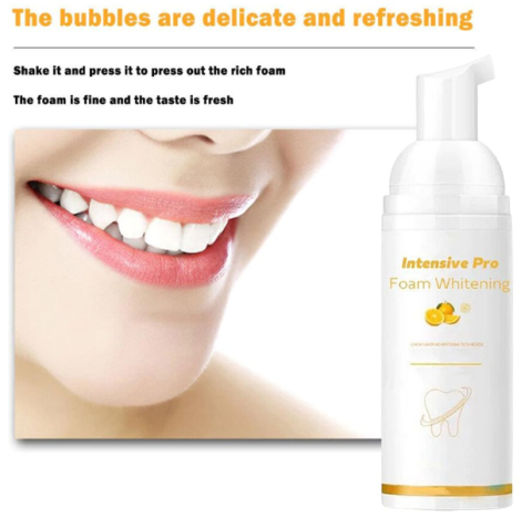 Produse albire si curatare dinti - Spuma pentru albirea dintilor Intensive Pro Foam Whitening, CRM, aroma citrice, 60 ml
