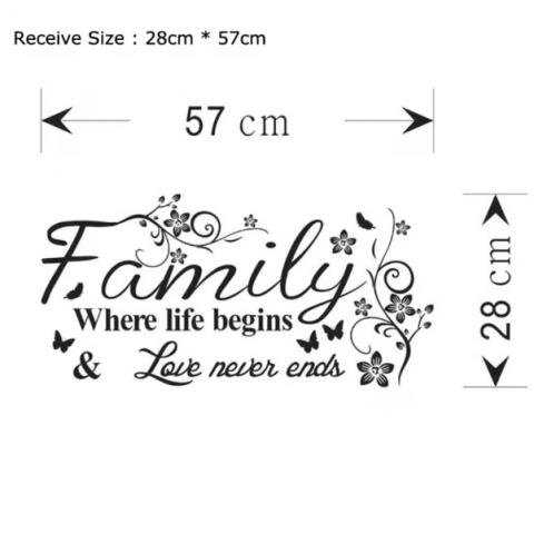 Sticker decorativ pentru perete, FAMILY, CRM, autocolant detasabil, motivational, alb-negru, 57 cm/ 28 cm [3]