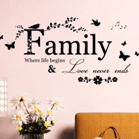 Sticker decorativ pentru perete, FAMILY, CRM, autocolant detasabil, motivational, alb-negru, 57 cm/ 28 cm [5]