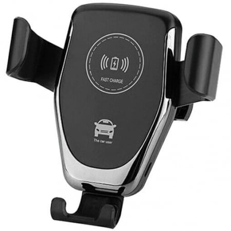Suport auto telefon GMO cu incarcare wireless 10W, Fast Charge, negru