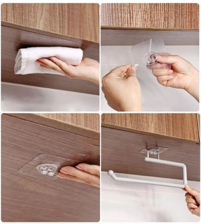 Suport pentru prosoape de bucatarie, EVNC, Paper Roll Holder, sistem dublu adeziv [5]