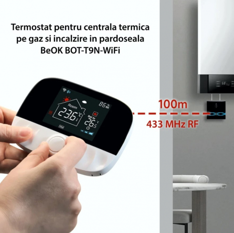Termostat pentru centrala pe gaz si incalzirea in pardoseala BeOk BOT-T9N-WiFi [13]