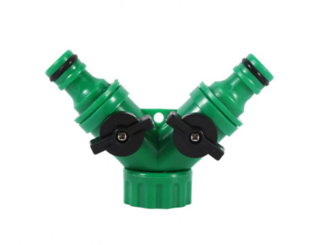 Valva adaptoare pentru robinet cu doua iesiri 3/4", verde