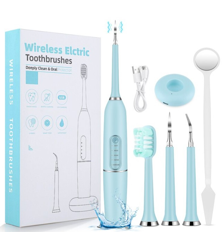 Candy Expansion white Kit pentru ingrijire orala cu periuta electrica, EVNC, Deeply Oral Clean, 7  accesorii incluse, wireless, incarcare USB, indepartare tartru