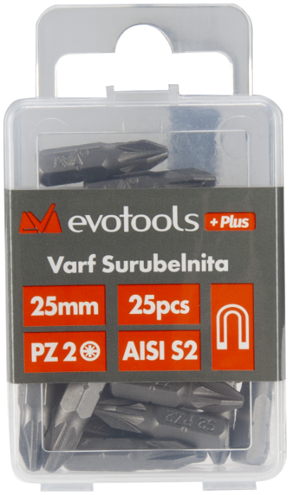 Set 25  varfuri surubelnita magnetici din otel S2 calit,amprenta PZ2,lungime 25 mm [1]