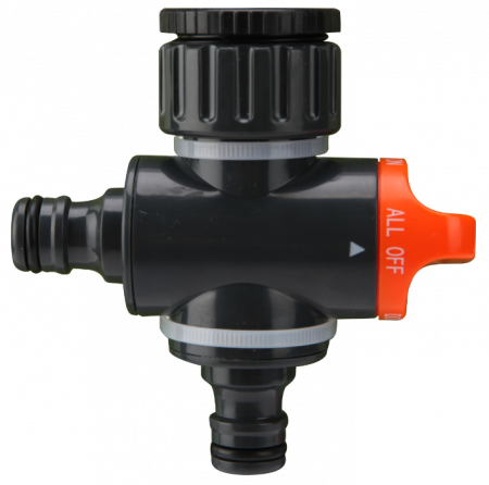 Unelte pentru grădină - Adaptor doua cai cu robinet PLUS,diametru 3/4-1 inch