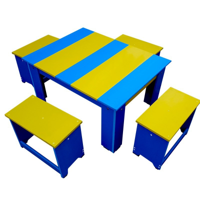 Mobilier PVC - Set măsuță din pvc cu scăunele tip băncuțe pentru exterior