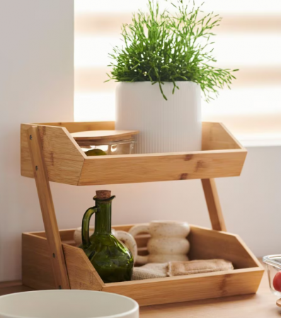 Mobilier PVC - Etajera din bambus,bej,30x26,5x26 cm