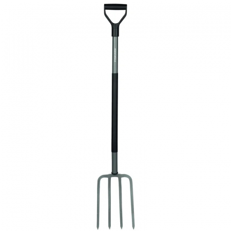 Accesorii gradina - Furca pentru sapat, Fiskars, cu 4 dinti, otel, latime 21 cm, lungime 123 cm