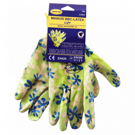 Manusi de gradina din bumbac, polietilena,latex cu design floral [1]