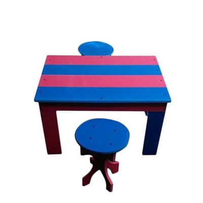 Mobilier PVC pentru grădină - Masă multicoloră cu doi tabureți