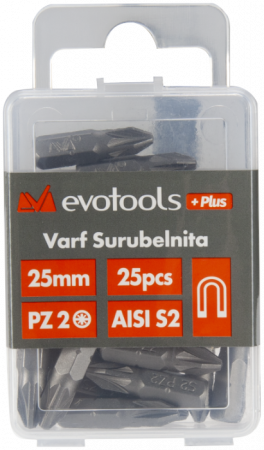 Articole de consum industrie - Set 25  varfuri surubelnita magnetici din otel S2 calit,amprenta PZ2,lungime 25 mm