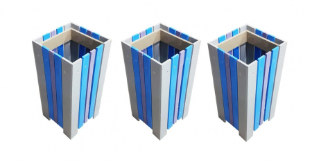 Cosuri si pubele - Set 3 bucati cos Helene pentru gunoi din pvc pentru exterior, capacitate 90L