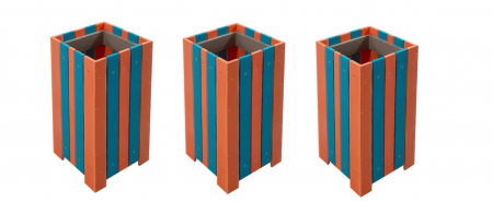 Cosuri si pubele - Set 3 bucati cos stradal pentru gunoi capacitate 50 L multicolor