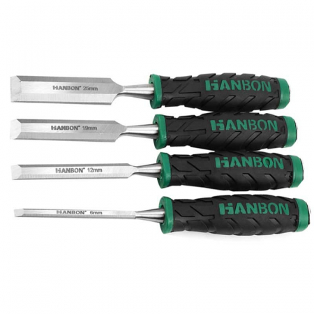 Scule pentru construcții - Set 4 x dalta CR-V pentru lemn, maner bicomponent