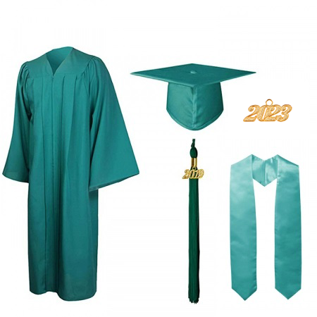 Matte Emerald Green Bachelors Gown, Cap, Tassel & Stole