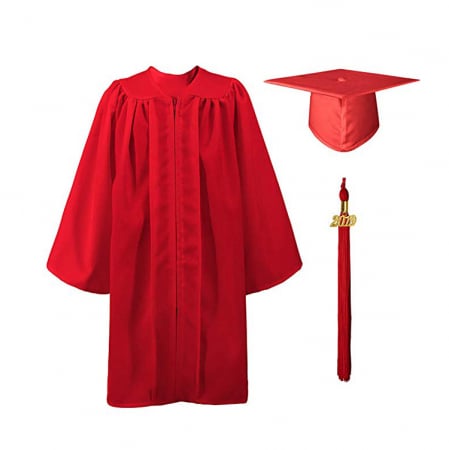Kindergarten - Red-Matte-Preschool-Children-Graduation-Gown-And