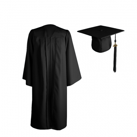 Cap, Gown & Tassel - Matte Black Bachelors Gown, Cap, & Tassel