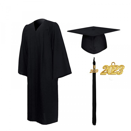 Cap, Gown & Tassel - Matte Deluxe Black Bachelors Gown, Cap, & Tassel