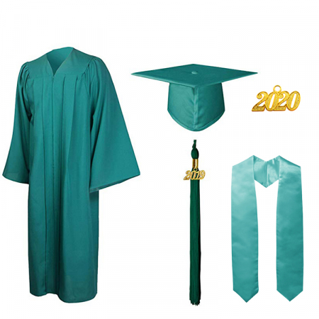 Matte Emerald Green Bachelors Gown, Cap, & Tassel [5]