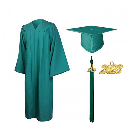 Cap, Gown & Tassel - Matte Emerald Green Bachelors Gown, Cap, & Tassel