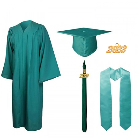 Gown, Cap, Tassel & Stole - Matte Emerald Green Bachelors Gown, Cap, Tassel & Stole