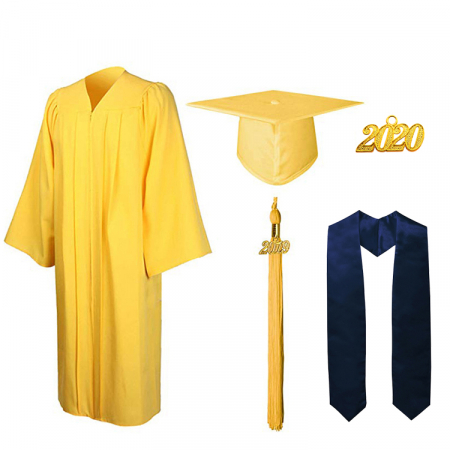 Gown, Cap, Tassel & Stole - Matte Gold Bachelors Gown, Cap, Tassel & Stole