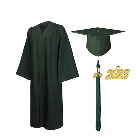 Cap, Gown & Tassel - Matte Hunter Bachelors Gown, Cap, & Tassel