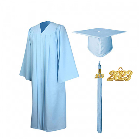 Cap, Gown & Tassel - Matte Light Blue Bachelors Gown, Cap, & Tassel
