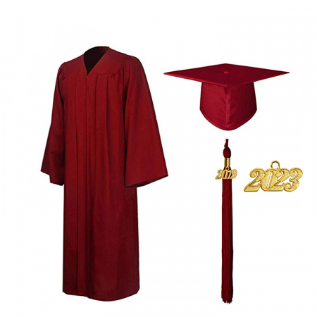 Cap, Gown & Tassel - Matte Maroon Bachelors Gown, Cap, & Tassel
