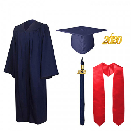 Gown, Cap, Tassel & Stole - Matte Navy Blue Bachelors Gown, Cap, Tassel & Stole