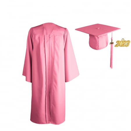 Cap, Gown & Tassel - Matte Pink Bachelors Gown, Cap, & Tassel
