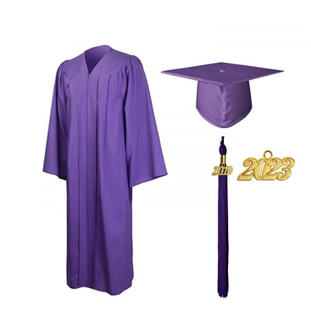 Cap, Gown & Tassel - Matte Purple Bachelors Gown, Cap, & Tassel