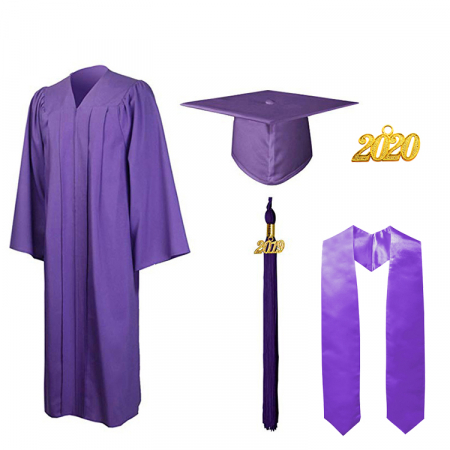 Gown, Cap, Tassel & Stole - Matte Purple Blue Bachelors Gown, Cap, Tassel & Stole