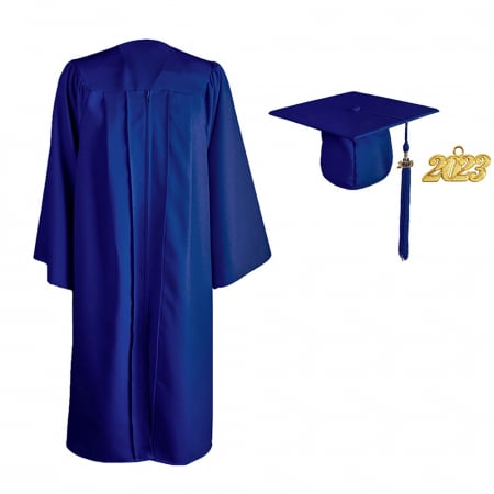 Cap, Gown & Tassel - Matte Royal Blue Bachelors Gown, Cap, & Tassel