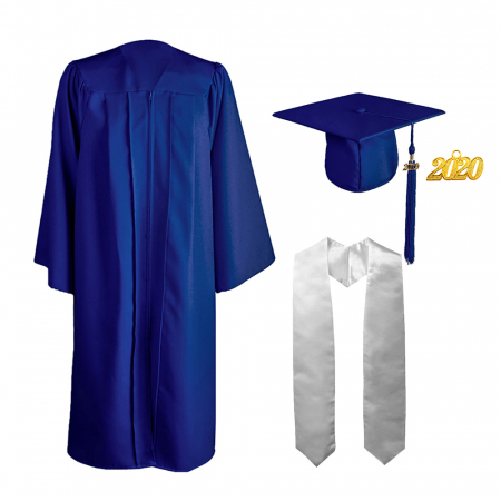Gown, Cap, Tassel & Stole - Matte Royal Blue Bachelors Gown, Cap, Tassel & Stole