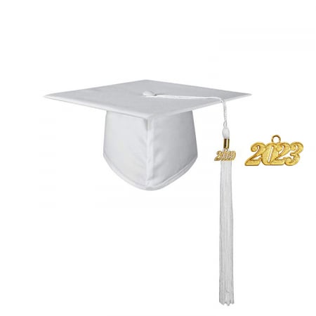 Cap & Tassel - Matte White Bachelors Cap