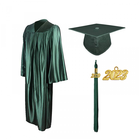 Cap, Gown & Tassel - Shiny Hunter Bachelors Gown, Cap & Tassel