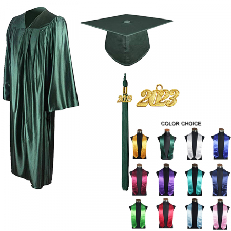 Gown, Cap, Tassel & Stole - Shiny Hunter Bachelors Gown, Cap, Tassel & Stole