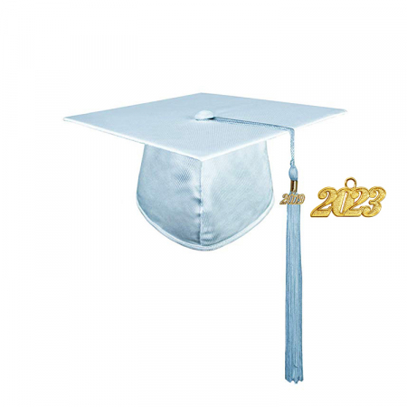 Cap & Tassel - Shiny Light Blue Bachelors Cap