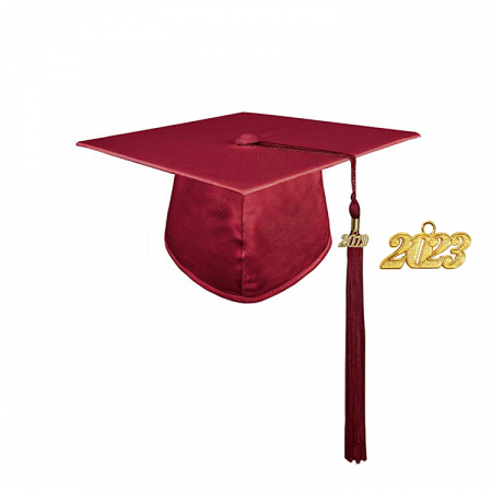 Cap & Tassel - Shiny Maroon Bachelors Cap
