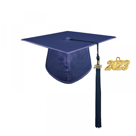 Cap & Tassel - Shiny Navy Blue Bachelors Cap