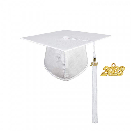 Cap & Tassel - Shiny White Bachelors Cap