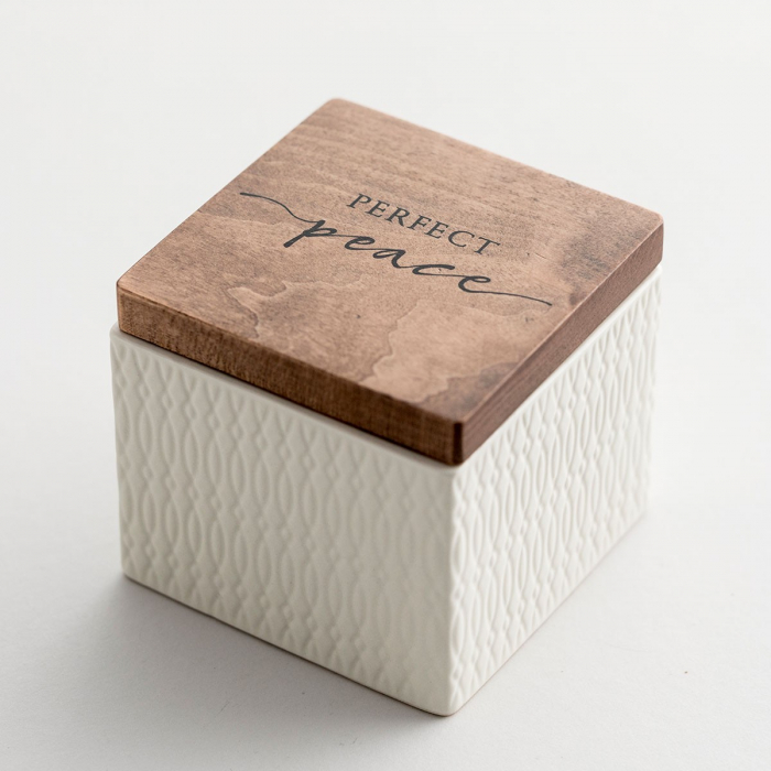 Caseta ceramica cu capac din lemn - Perfect peace [1]