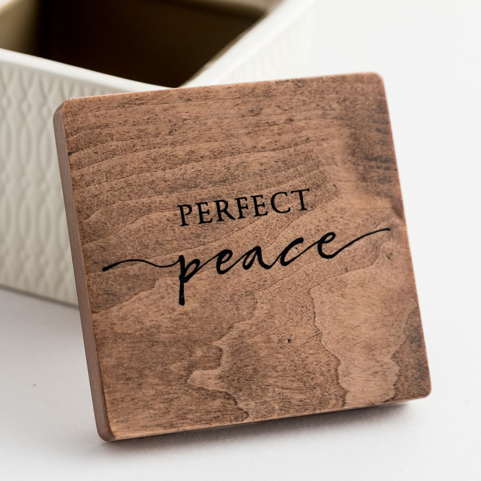 Caseta ceramica cu capac din lemn - Perfect peace [3]