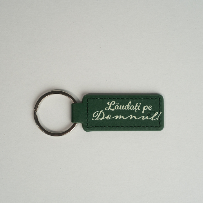 Breloc piele - Laudati pe Domnul (verde) [1]