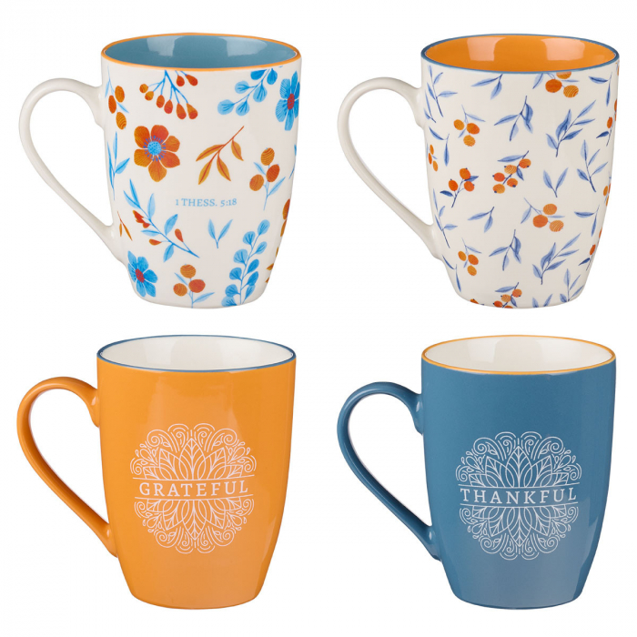 Thankful Grateful Blessed Set of 4 mugs [2]